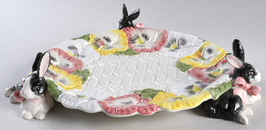 Pansy Parade 10" Diameter Pedestal Cake Stand by Fitz & Floyd-1