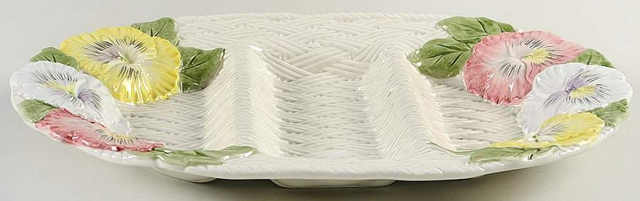 Pansy Parade 3-Part Oval Divided Server by Fitz & Floyd-1