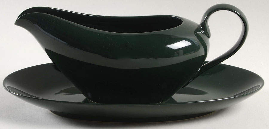 Total Color Spectrum Hunter Green Gravy Boat & Underplate/Relish by Fitz & Floyd-1