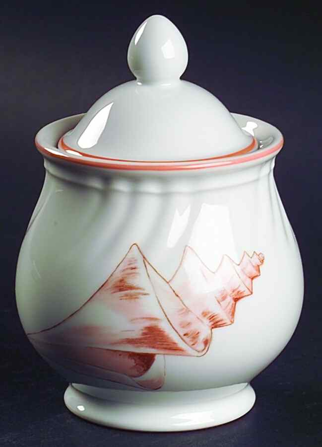 Coquille Sugar Bowl & Lid by Fitz & Floyd-1