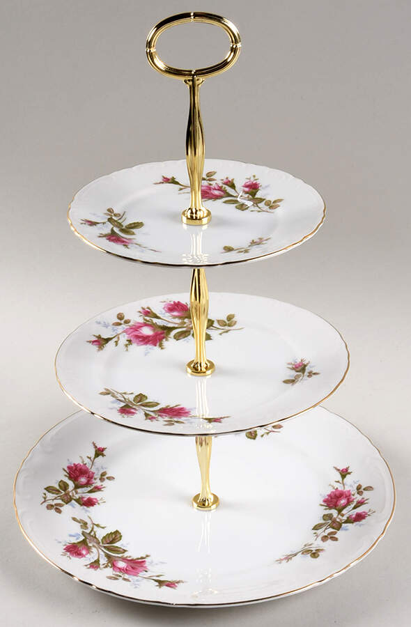 Royal Rose 13 7/8"-14 1/4" 3-Tiered Serving Tray(DP,SP,BB) HC by Fine China of Japan-1