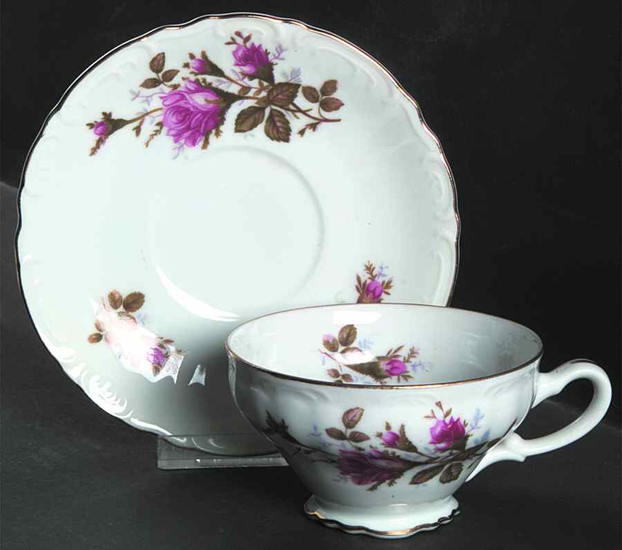 Royal Rose Footed Cup & Saucer Set by Fine China of Japan-1