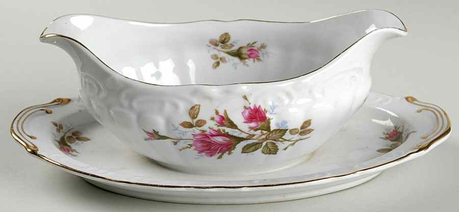 Royal Rose Gravy Boat with Attached Underplate by Fine China of Japan-1