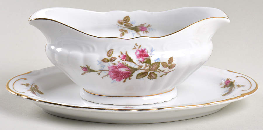 Royal Rose Gravy Boat & Underplate by Fine China of Japan-1