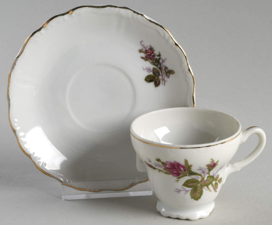 Royal Rose Footed Demitasse Cup & Saucer Set by Fine China of Japan-1