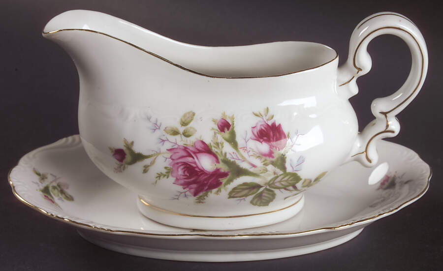Royal Rose Gravy Boat & Underplate/Relish by Fine China of Japan-1