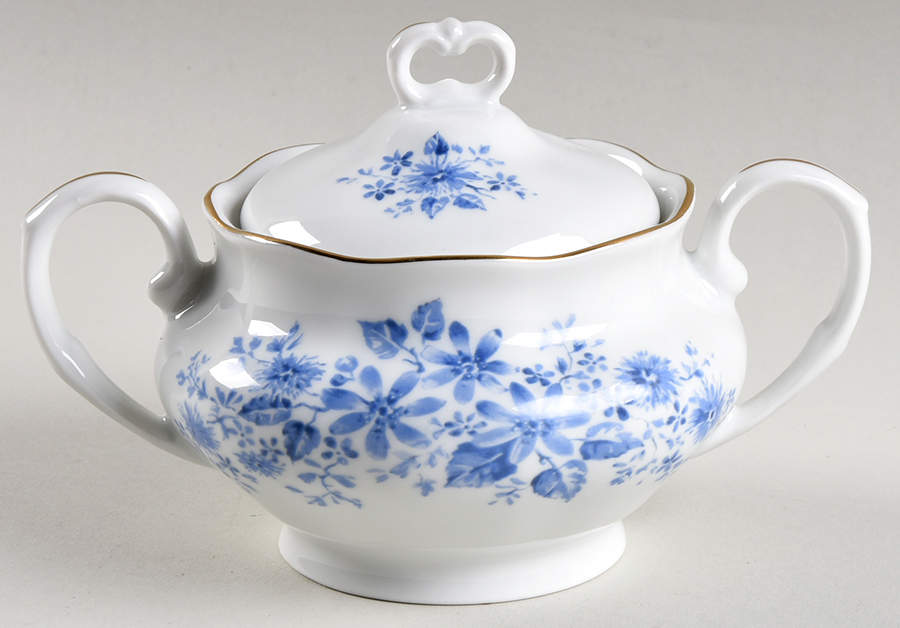 Blue Dahlia Sugar Bowl & Lid by Favolina-Karolina-1