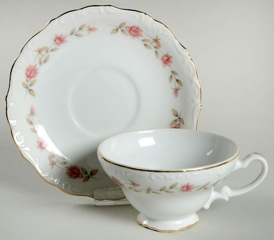 Eternal Rose Footed Cup & Saucer Set by Fine China of Japan-1