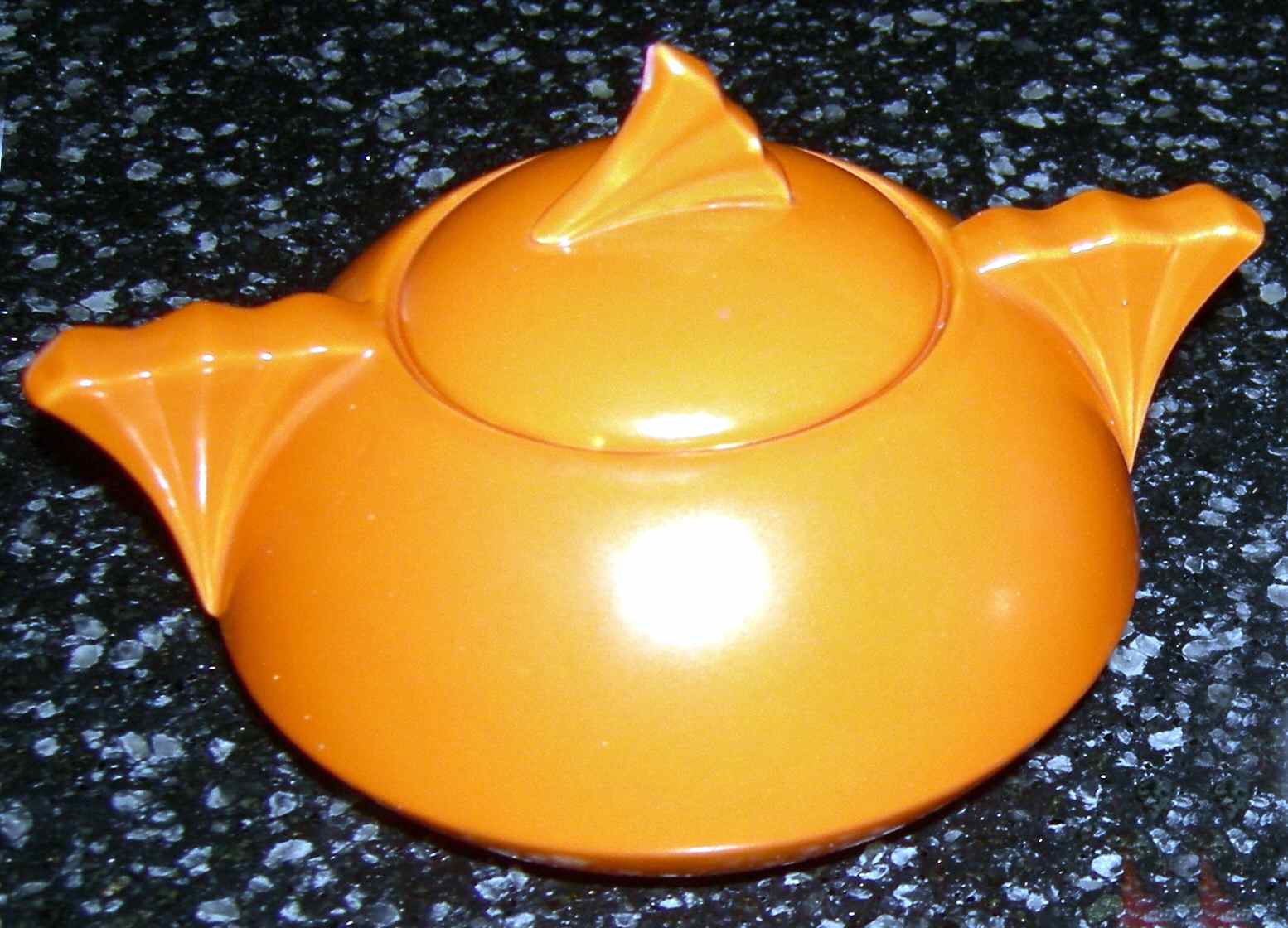 Romany Orange Sugar Bowl & Lid by French Saxon-1