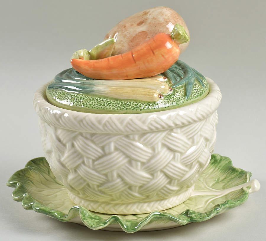 Kitchen Harvest Soup Bowl and Saucer Set with Lid by Fitz and Floyd-1