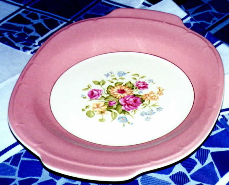 Coral Bouquet Square Handled Cake Plate by French Saxon-1