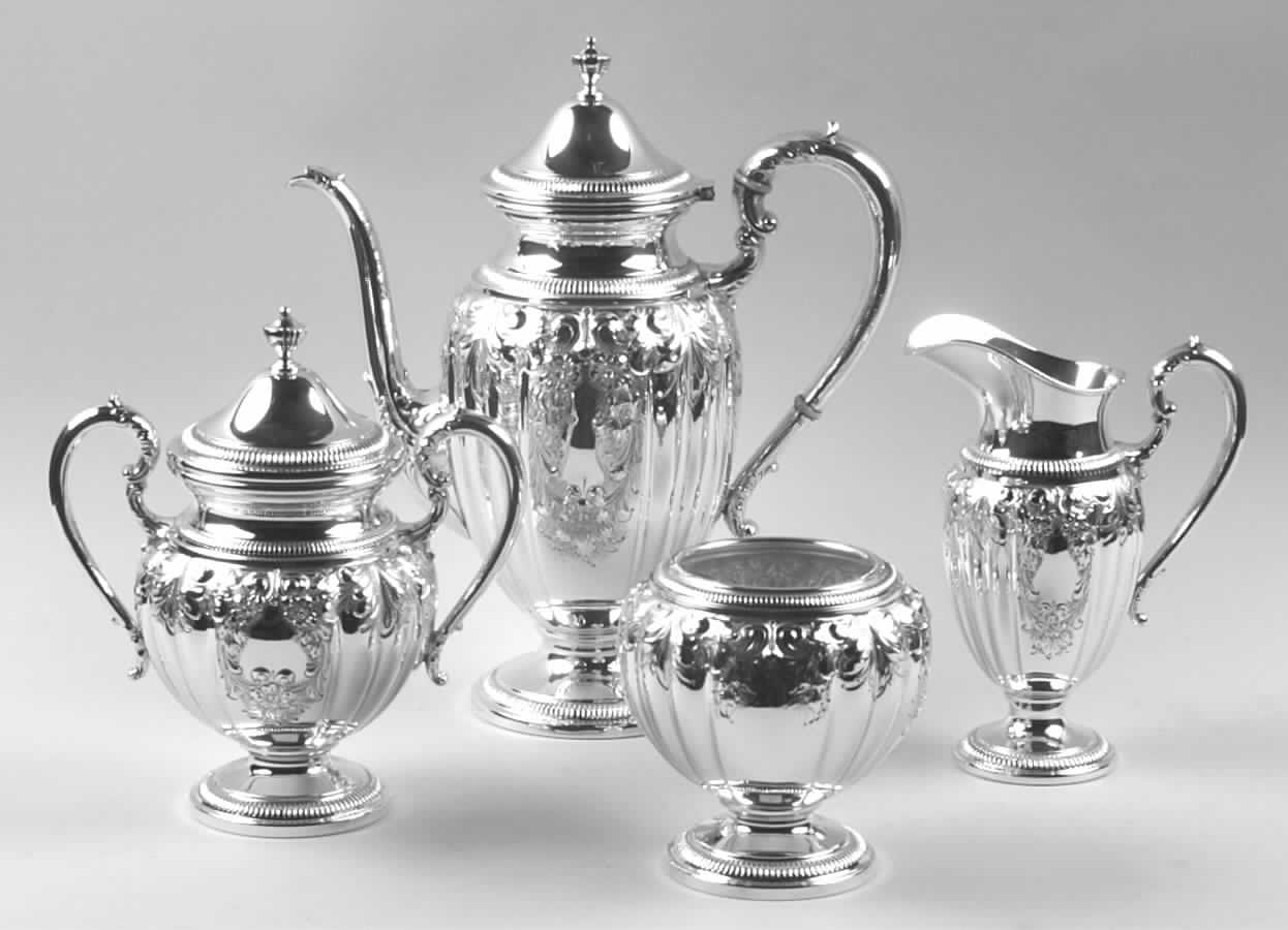 640 (Sterling, Hollowware) 4-Piece Sterling Coffee Set (Su, Cr, Wb) by Frank Whiting-1