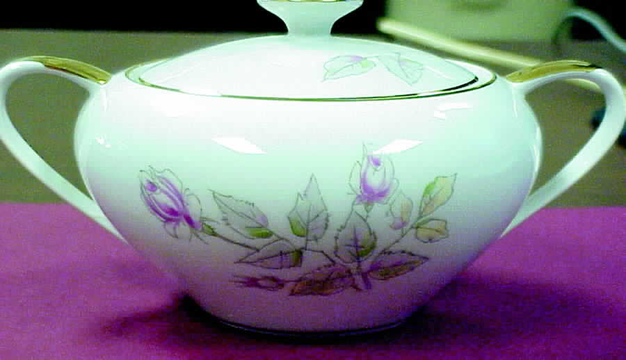 Rose Sugar Bowl & Lid by Fine China of Japan-1