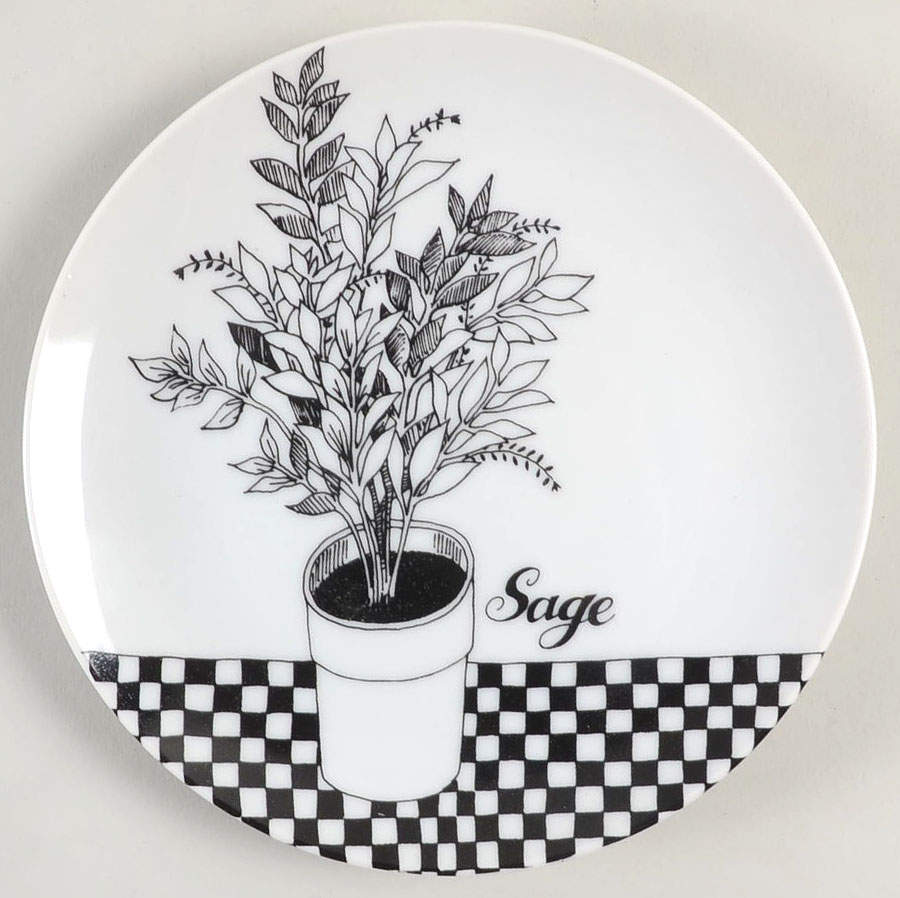 Herb Black Coupe Salad Plate by Fitz and Floyd-1