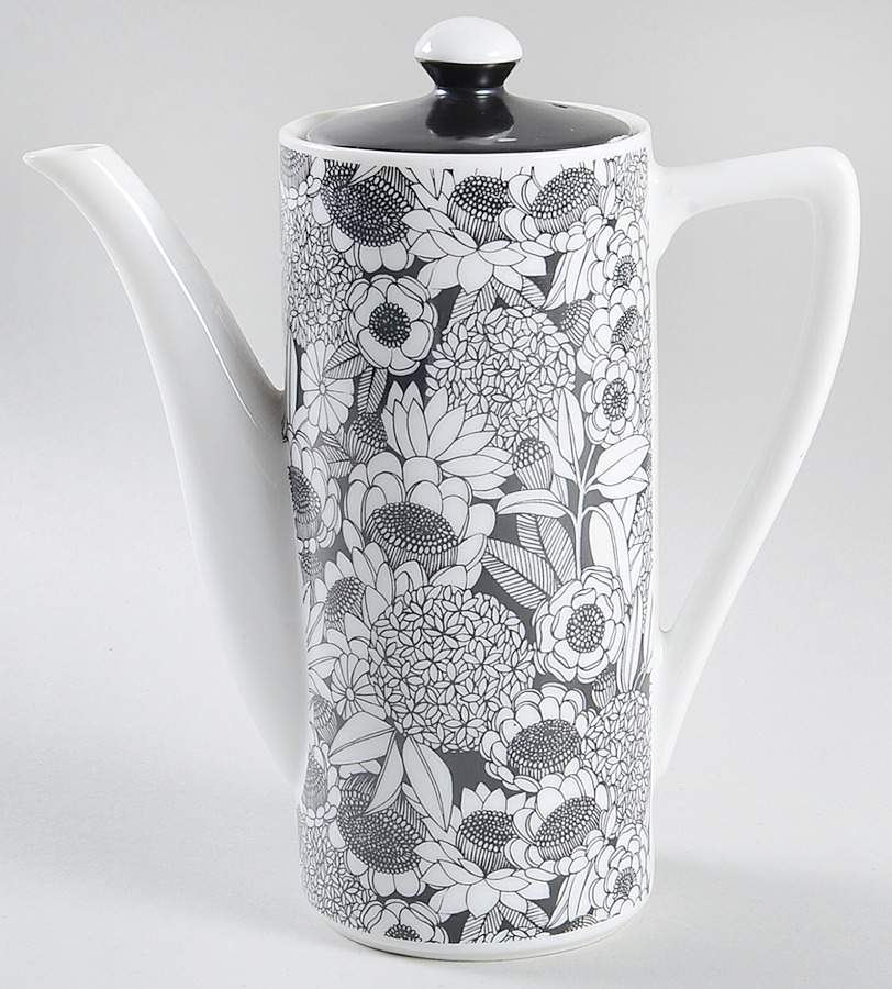 Herb Black Mini Coffee Pot & Lid by Fitz and Floyd-1