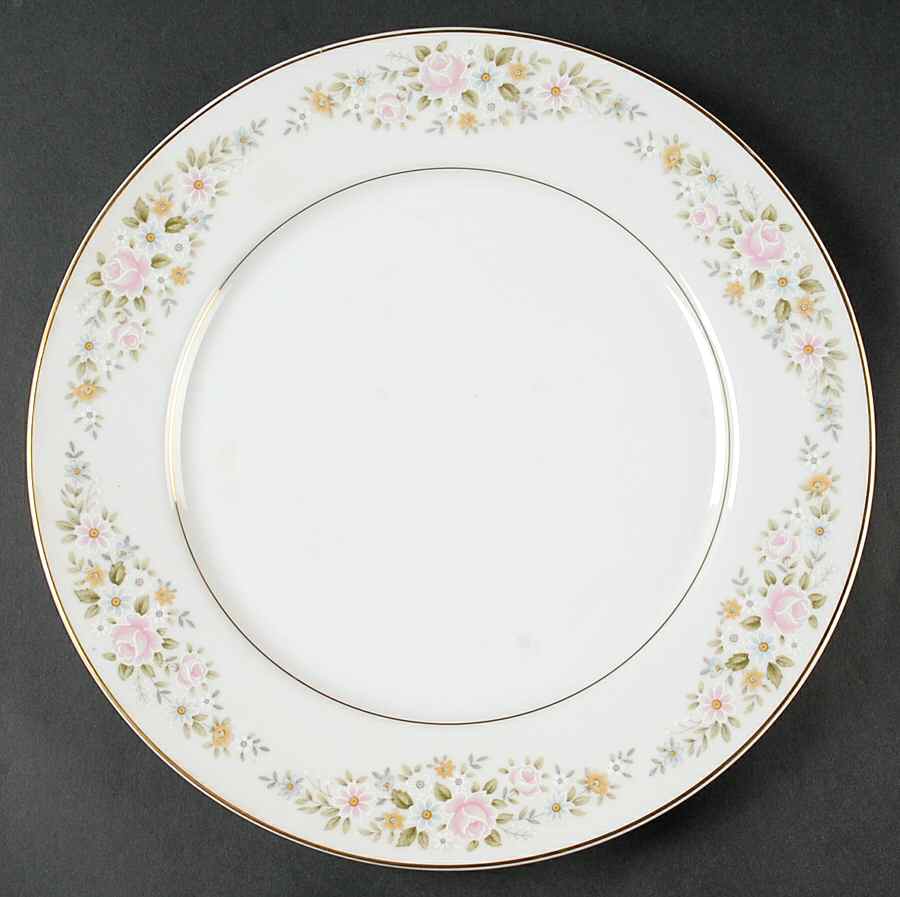 June (Gold Trim) 12" Chop Plate (Round Platter) by Fine China of Japan-1