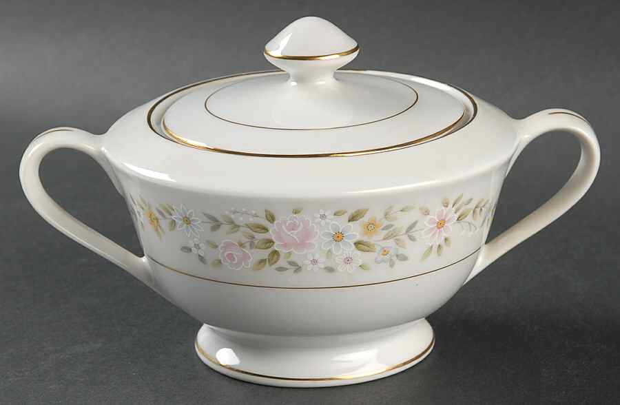 June (Gold Trim) Sugar Bowl & Lid by Fine China of Japan-1