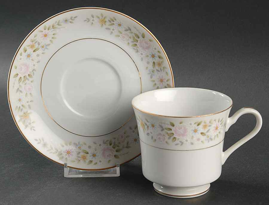 June (Gold Trim) Footed Cup & Saucer Set by Fine China of Japan-1