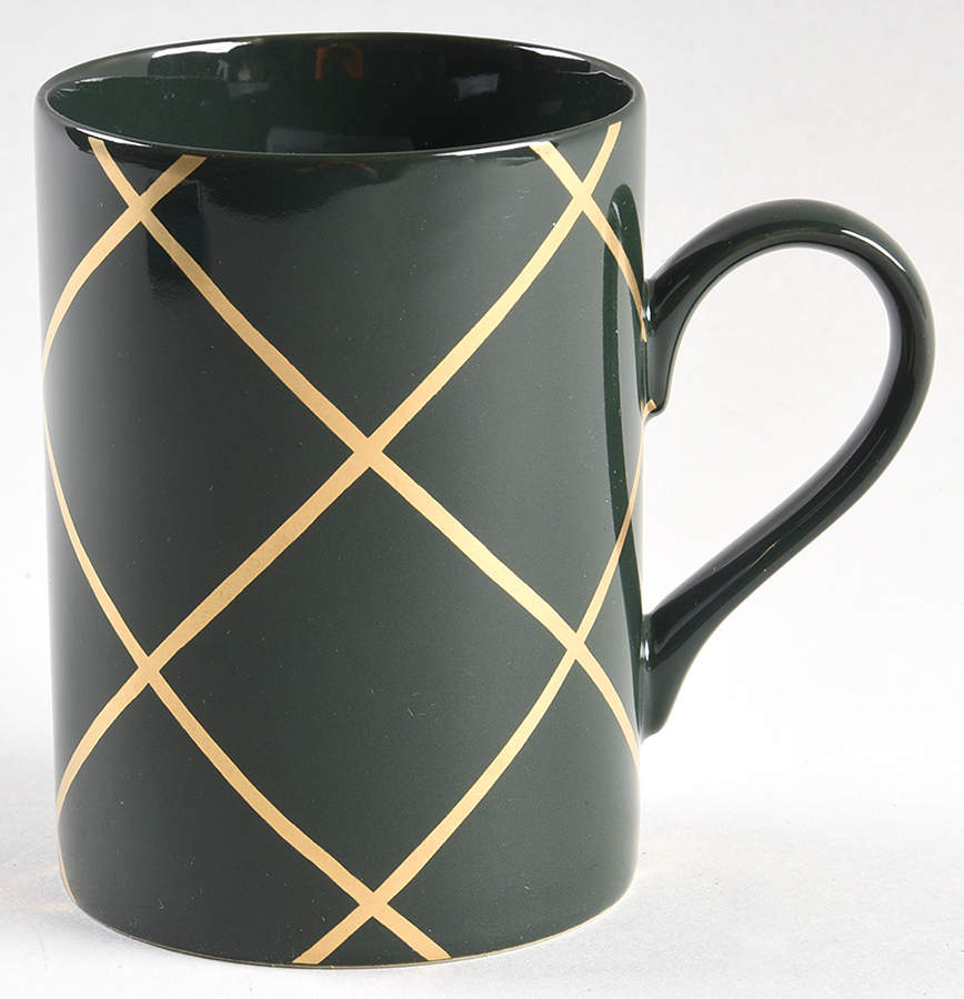 Windowpane (Gold Stripes on Hunter Green) Mug by Fitz & Floyd-1