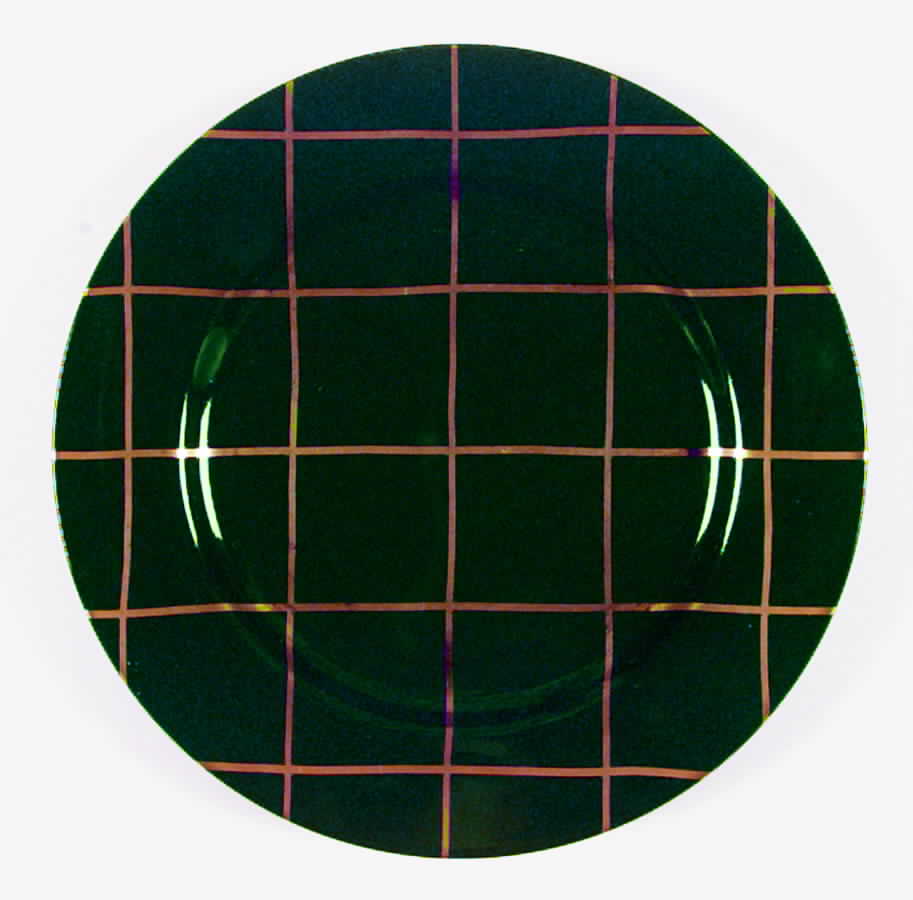 Windowpane (Gold Stripes on Hunter Green) Salad Plate by Fitz & Floyd-1