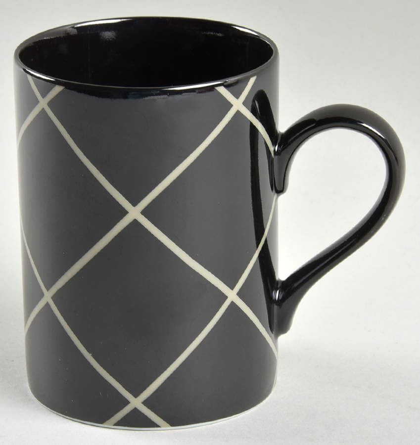 Windowpane (Taupe Stripes on Black) Mug by Fitz & Floyd-1
