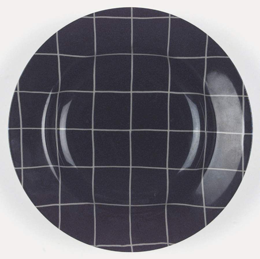 Windowpane (Taupe Stripes on Black) Salad Plate by Fitz & Floyd-1