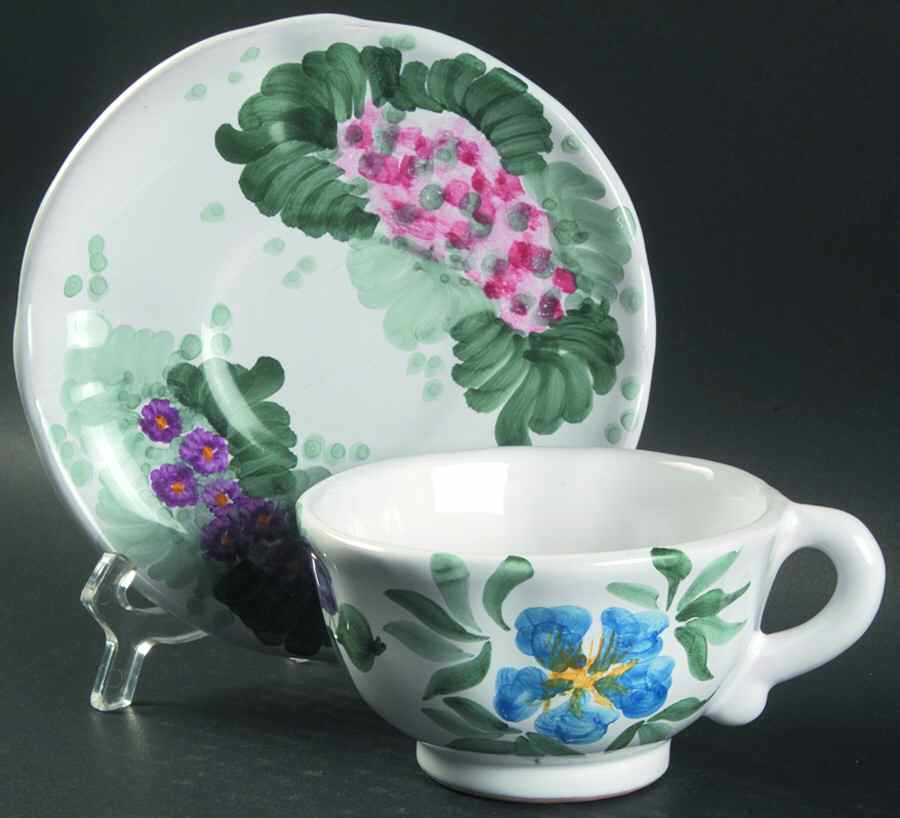 Flora Footed Cup & Saucer Set by Fortebraccio-1