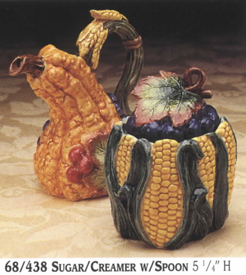 Harvest Home Figural Creamer & Sugar Set by Fitz & Floyd-1