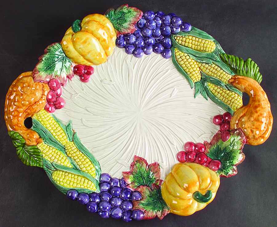 Harvest Home 14" Oval Serving Platter by Fitz & Floyd-1