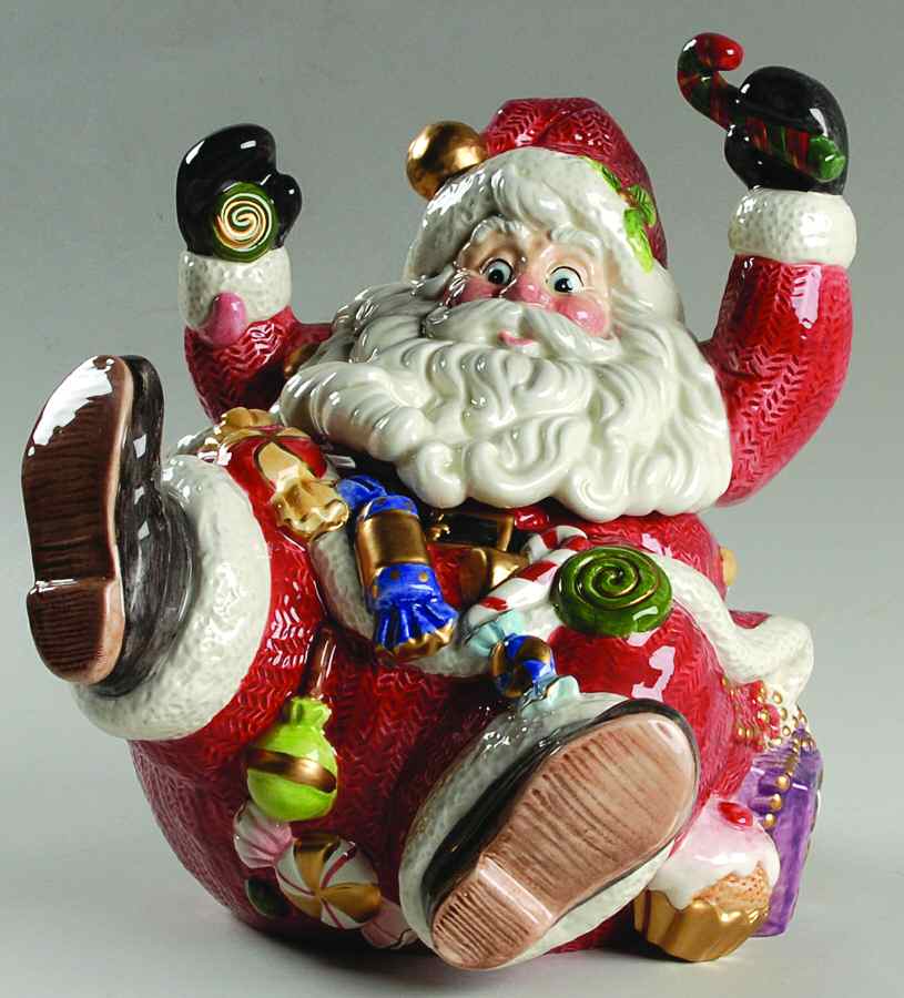 Sugar Plum Christmas Figural Biscuit Barrel & Lid by Fitz & Floyd-1