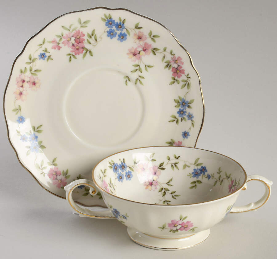 Florina Footed Cream Soup Bowl & Saucer Set by Franconia-Krautheim & Adelburg-1