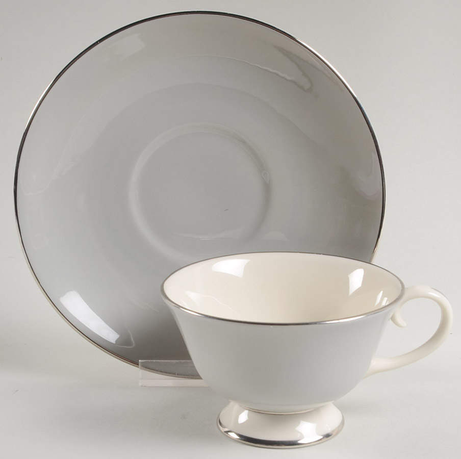 California Gray Footed Cup & Saucer Set by Flintridge-1