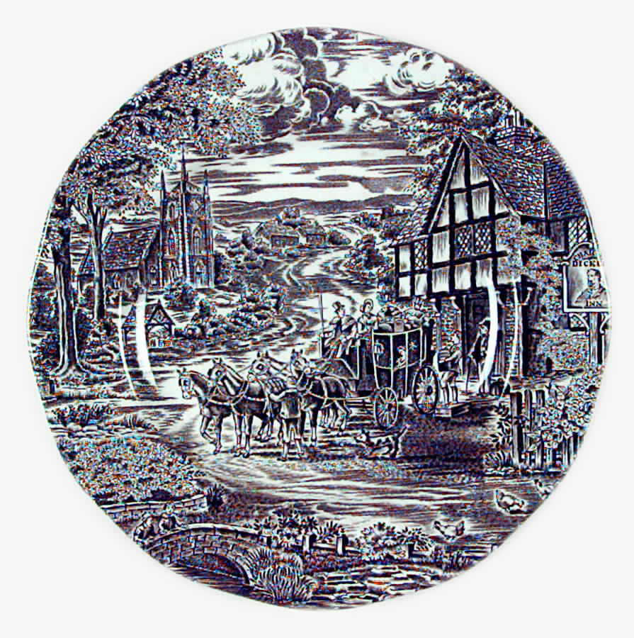 Dickens Coaching Days Black Salad Plate by Furnivals-1