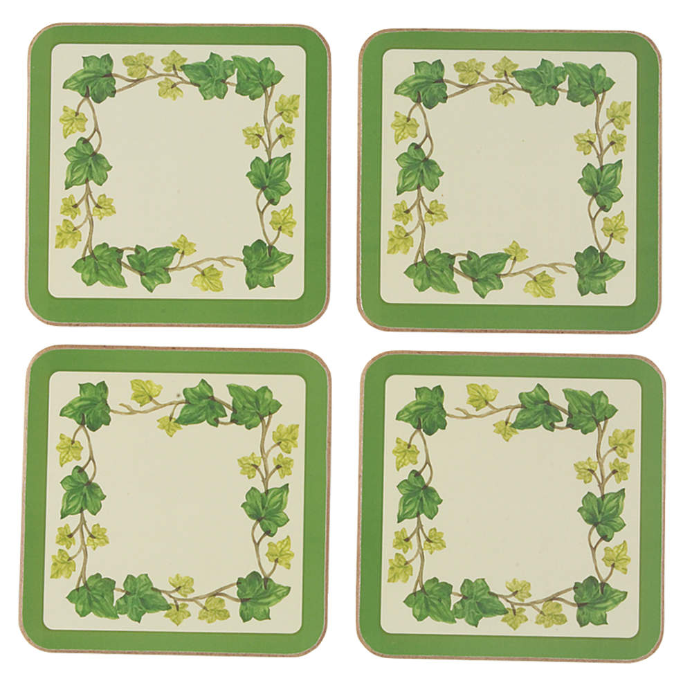 Ivy II (England) (4 Pc) Cork Back Square Coaster Set by Franciscan-1