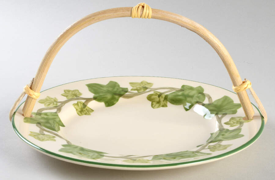 Ivy II (England) 5 3/8"-5 5/8" Bamboo Handled Serving Plate  HC by Franciscan-1