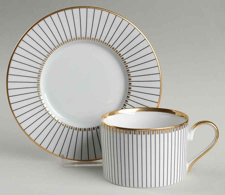 Pareille II Flat Cup & Saucer Set by Fitz & Floyd-1