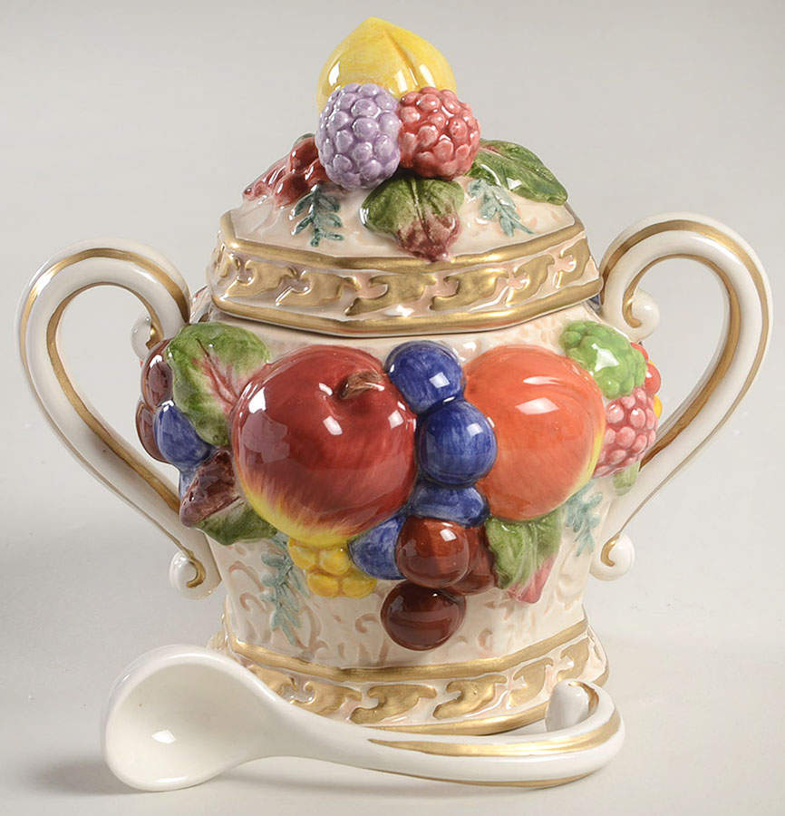 Venezia (Giftware) Sugar Bowl & Lid W/Spoon by Fitz & Floyd-1