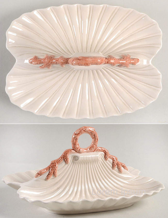 Coral Shells Multicolor 2 Part Figural Relish by Fitz and Floyd-1