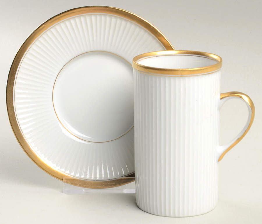 Classique d'Or White (Gold Verge and Trim Only) Irish Coffee Cup and Saucer Set by Fitz & Floyd-1