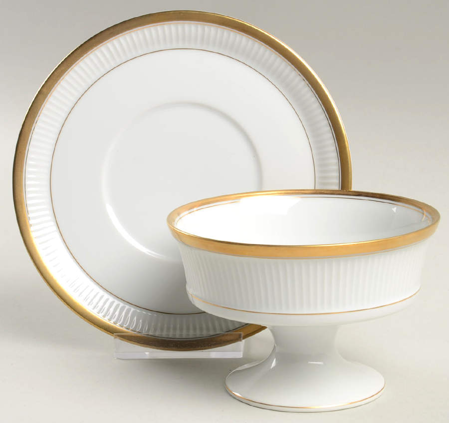 Classique d'Or White (Gold Verge and Trim Only) (2 Pc) Dessert Set by Fitz & Floyd-1