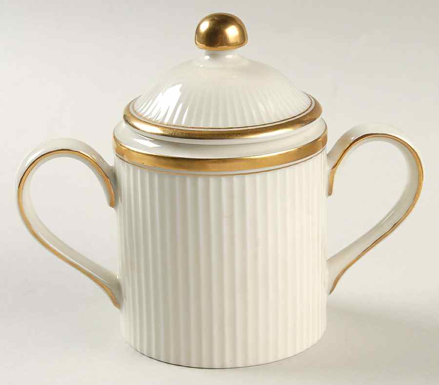 Classique d'Or White (Gold Verge and Trim Only) Sugar Bowl & Lid by Fitz & Floyd-1