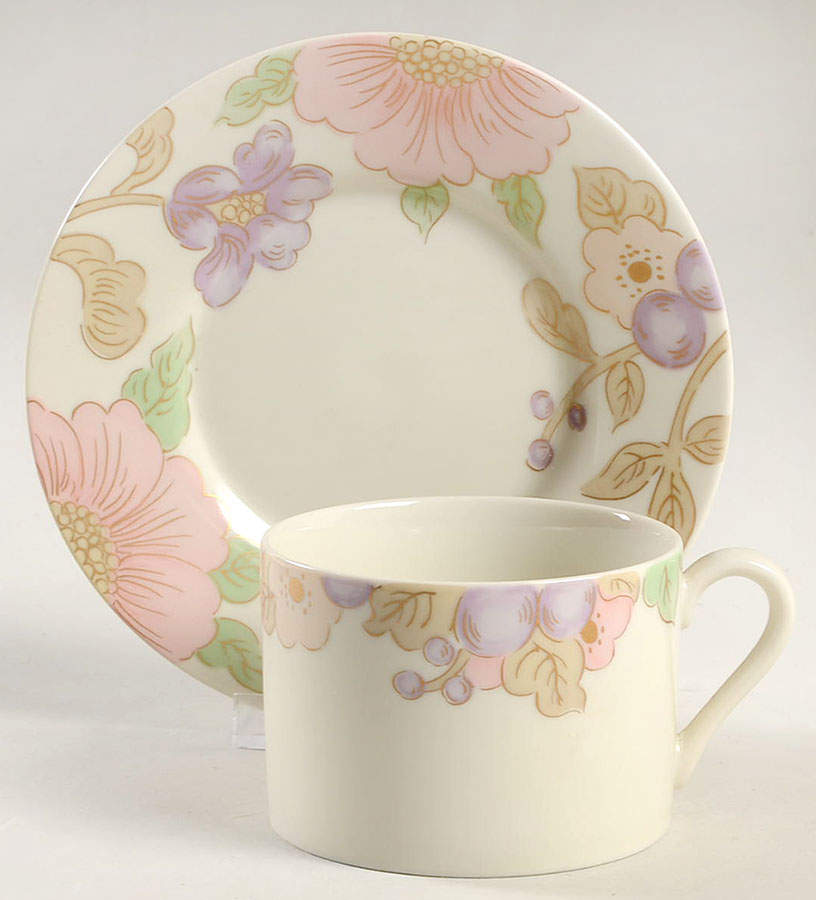 Cotillion Flat Cup & Saucer Set by Fitz & Floyd-1