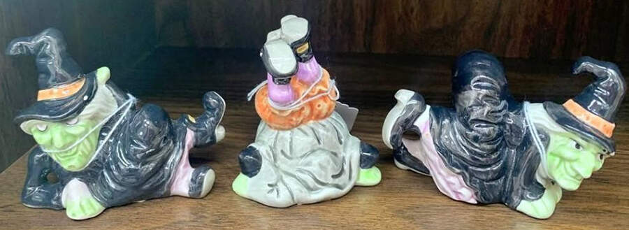 Halloween Set of 3 Tumbling Witches Figurines by Fitz & Floyd-1