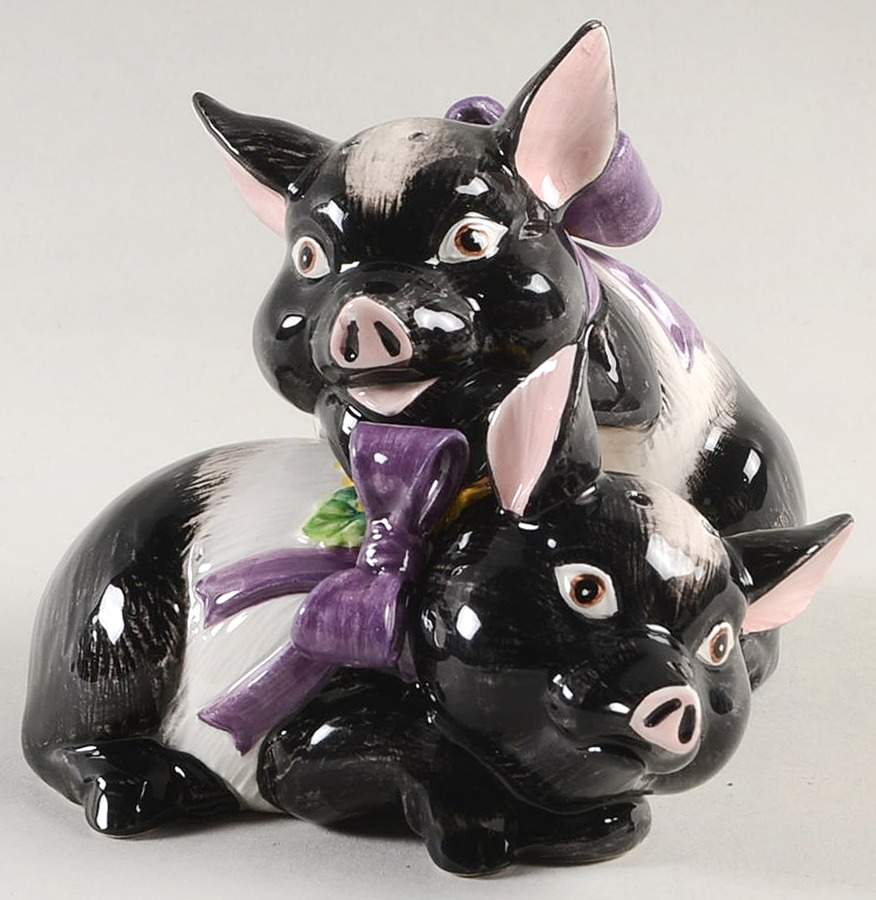 Hampshire Hog Figural Salt & Pepper Set by Fitz & Floyd-1