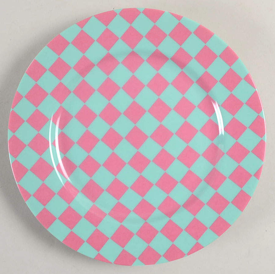 Checks (Raspberry on Turquoise) Salad Plate by Fitz & Floyd-1