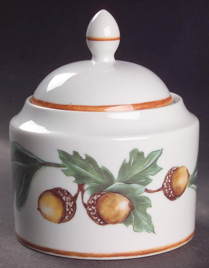 English Oaks Sugar Bowl & Lid by Fitz and Floyd-1