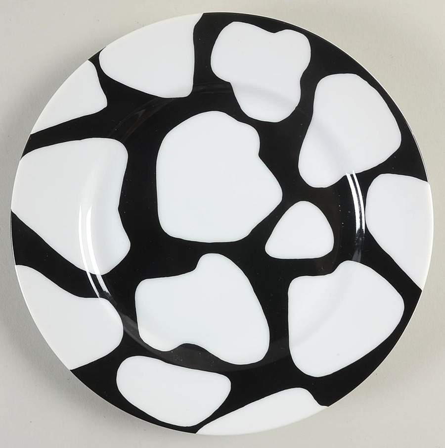 Collage (White Spots on Black) Salad Plate by Fitz & Floyd-1