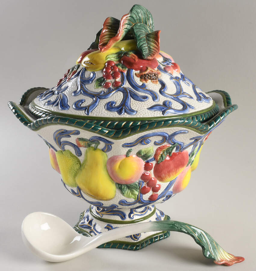 Florentine Fruit Tureen & Lid w/Ladle by Fitz and Floyd-1