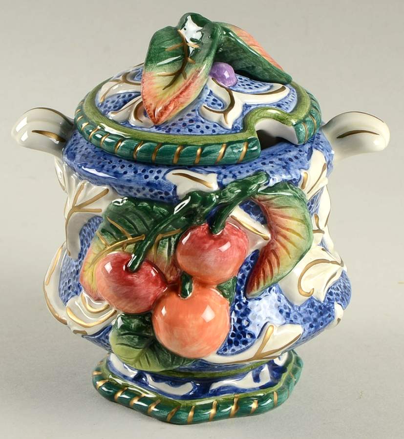 Florentine Fruit Sugar Bowl & Lid by Fitz and Floyd-1
