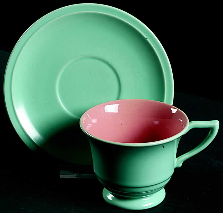 Montecito Celadon Coral Footed Cup & Saucer Set by Franciscan-1